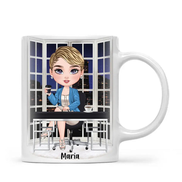 Personalised Business Woman Mug – Customisable Hair, Outfit & Name