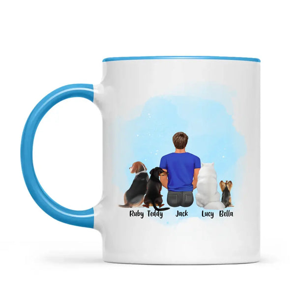 Personalised Pet Lover Mug for Men - Custom Name & Design - Man with Cats & Dogs - Fully Customisable - 11oz Ceramic Mug - NZ Made