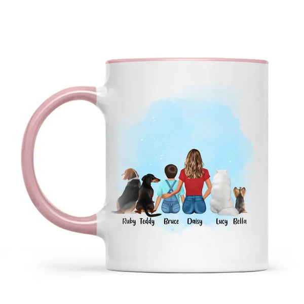 Personalised Mum & Kids Pet Mug - Custom Name & Design - Mother with Children & Pets - Fully Customisable - 11oz Ceramic Mug - NZ Made