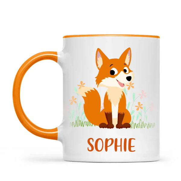 Personalised Fox Mug - Custom Name Kids Cup - Cute Woodland Animal Design - Ceramic or Enamel - 11oz, 6oz, or Camping Mug - NZ Made