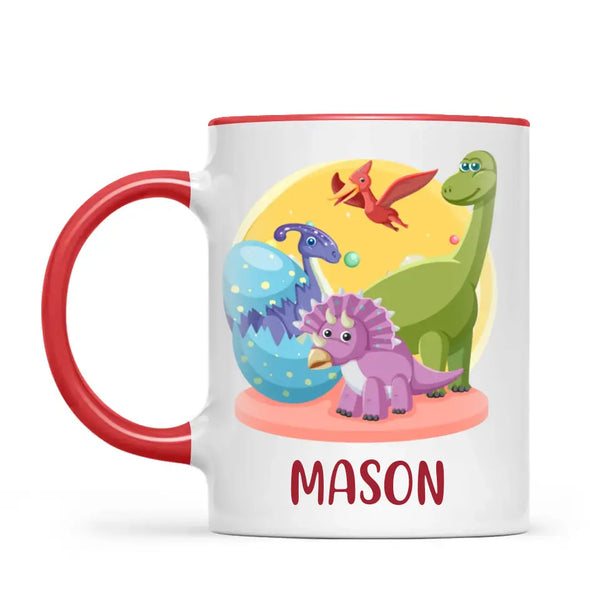 Personalised Dinosaur Mug - Custom Name Kids Cup - Fun Dino Theme - Ceramic or Enamel - 11oz, 6oz, or Camping Mug - NZ Made