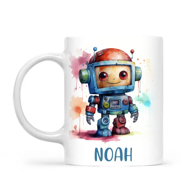 Rainbow Robot Rumble - Personalised Kids Mug