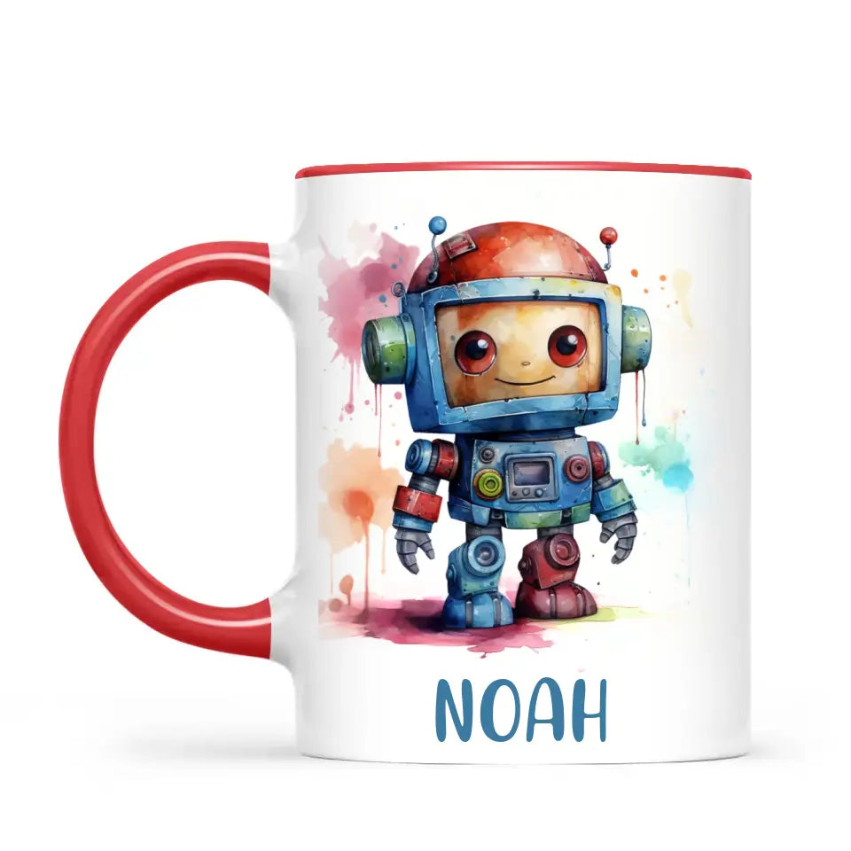 Rainbow Robot Rumble - Personalised Kids Mug