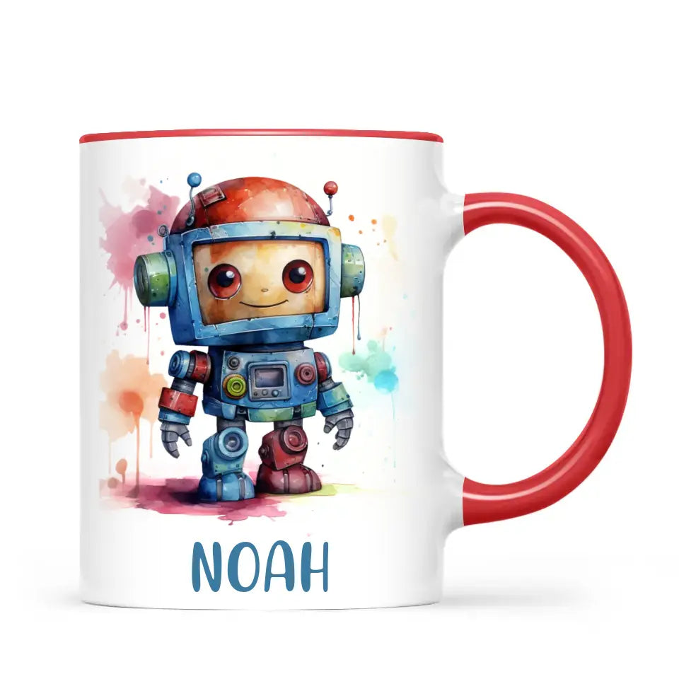 Rainbow Robot Rumble - Personalised Kids Mug