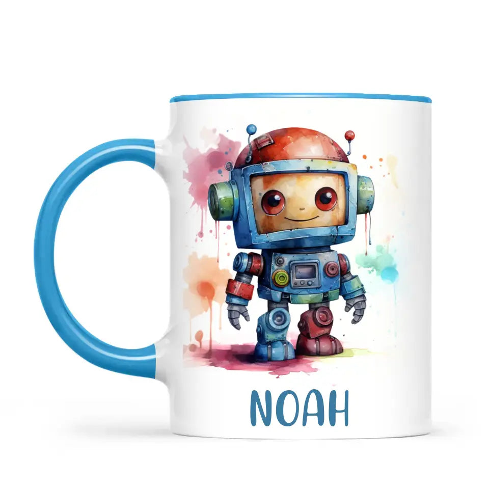 Rainbow Robot Rumble - Personalised Kids Mug