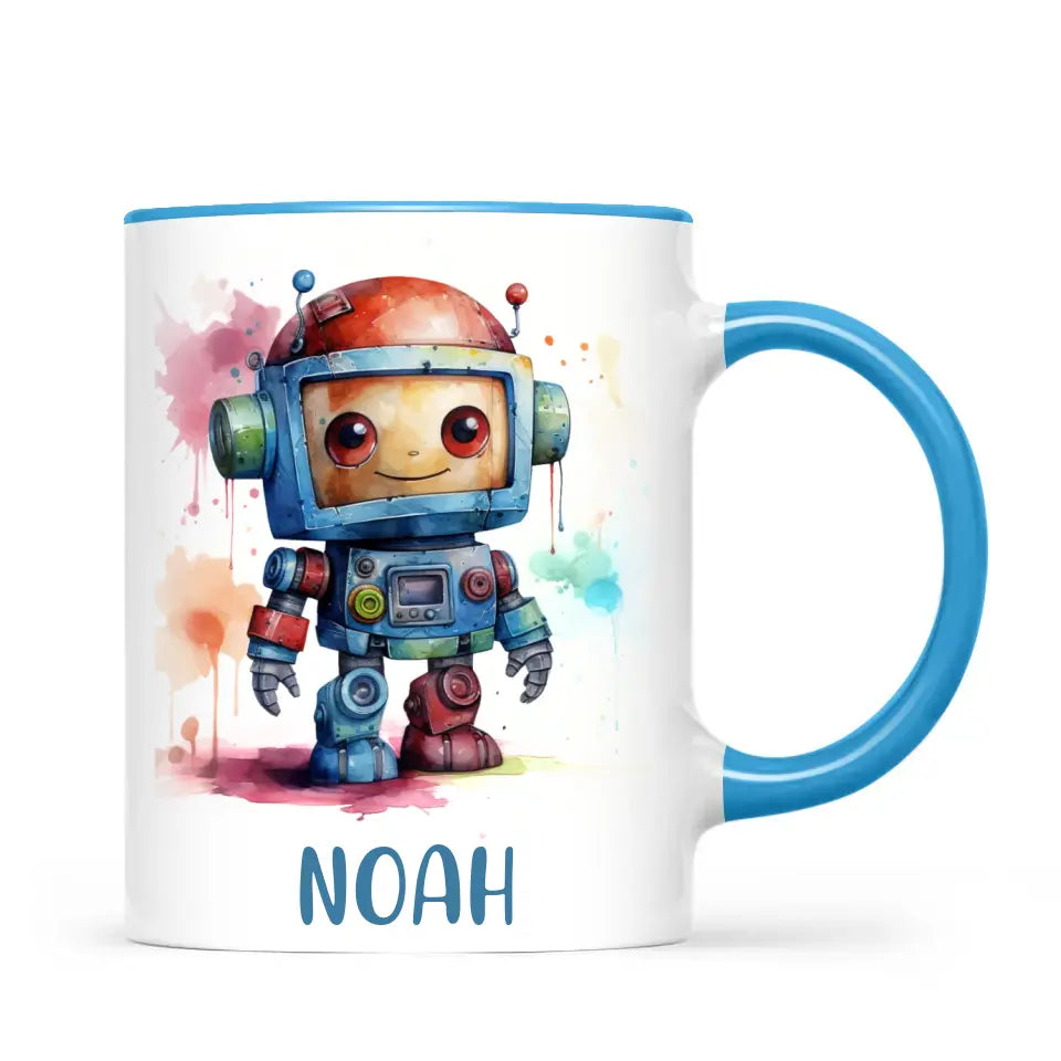 Rainbow Robot Rumble - Personalised Kids Mug