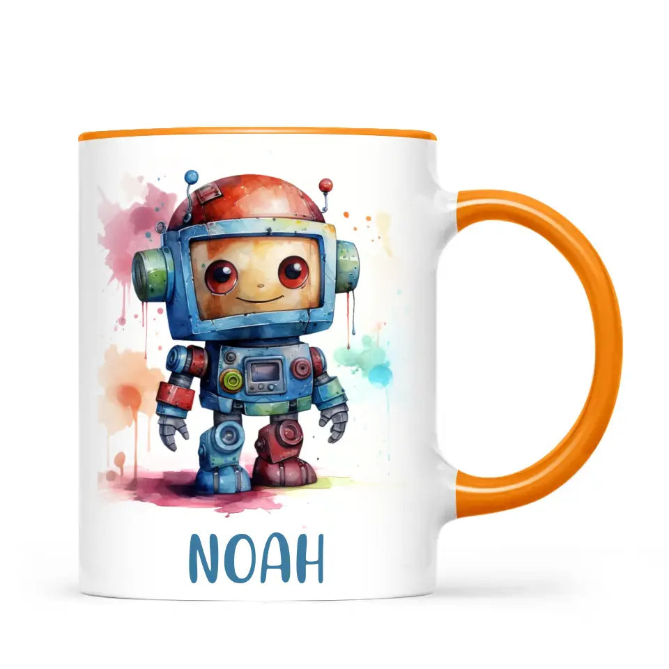 Rainbow Robot Rumble - Personalised Kids Mug