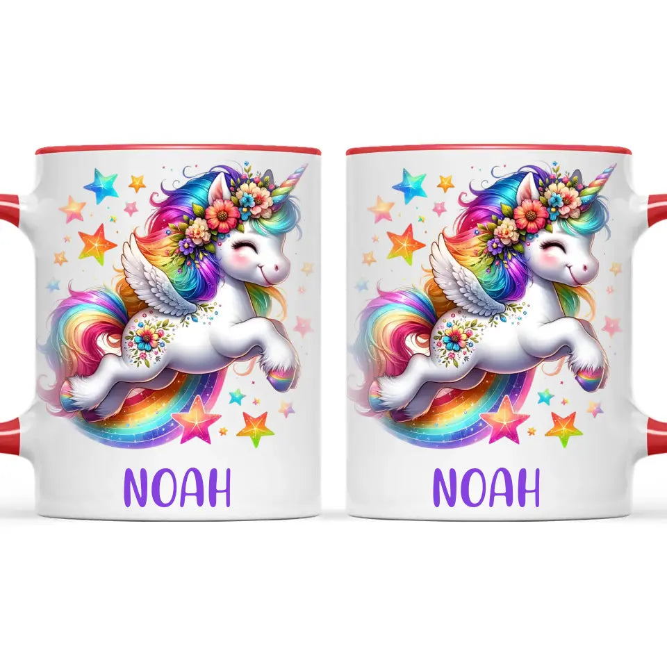 Sparkle Rainbow Unicorn - Personalised Kids Mug