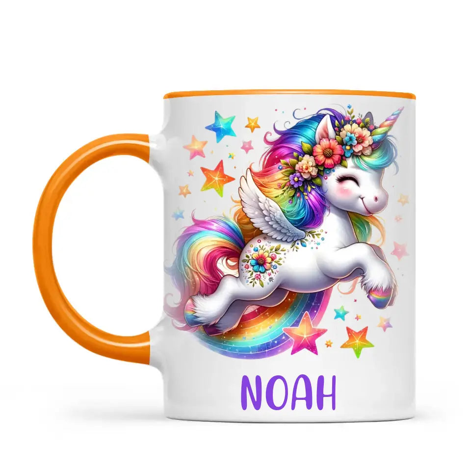 Sparkle Rainbow Unicorn - Personalised Kids Mug