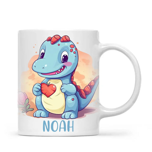 Cuddly Blue Dino - Personalised Kids Mug