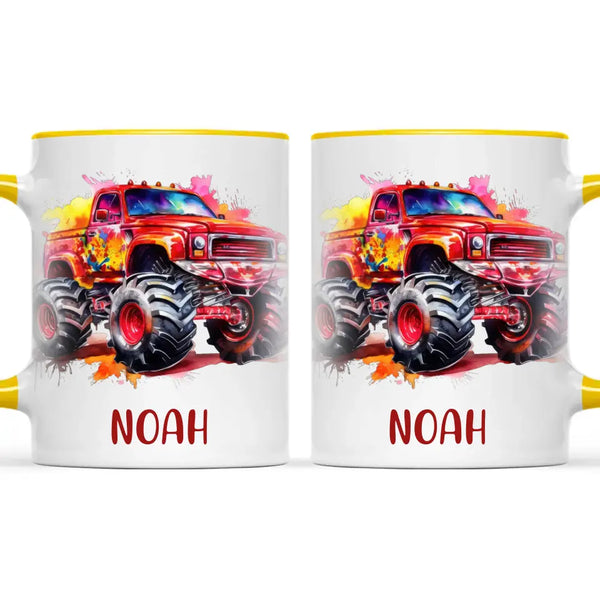 Fiery Red Monster Truck - Personalised Kids Mug