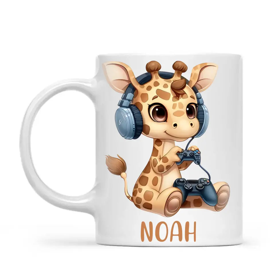 Playful Giraffe Gamer - Personalised Kids Mug