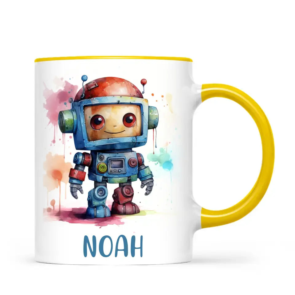 Rainbow Robot Rumble - Personalised Kids Mug