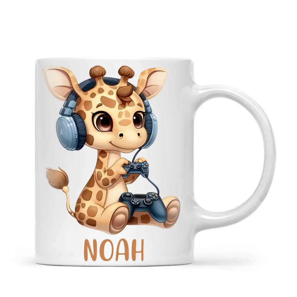 Playful Giraffe Gamer - Personalised Kids Mug