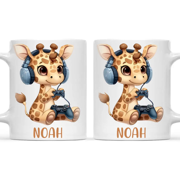 Playful Giraffe Gamer - Personalised Kids Mug