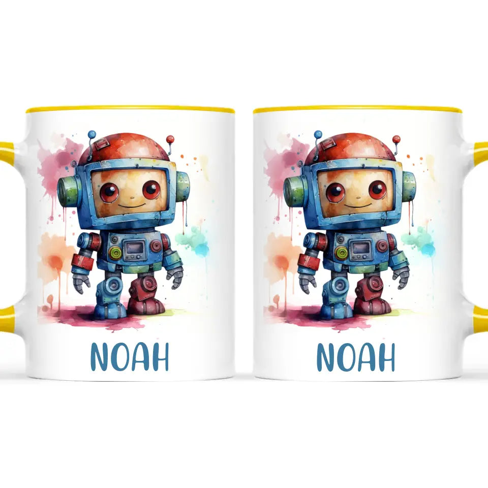 Rainbow Robot Rumble - Personalised Kids Mug