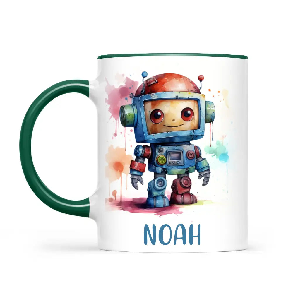 Rainbow Robot Rumble - Personalised Kids Mug