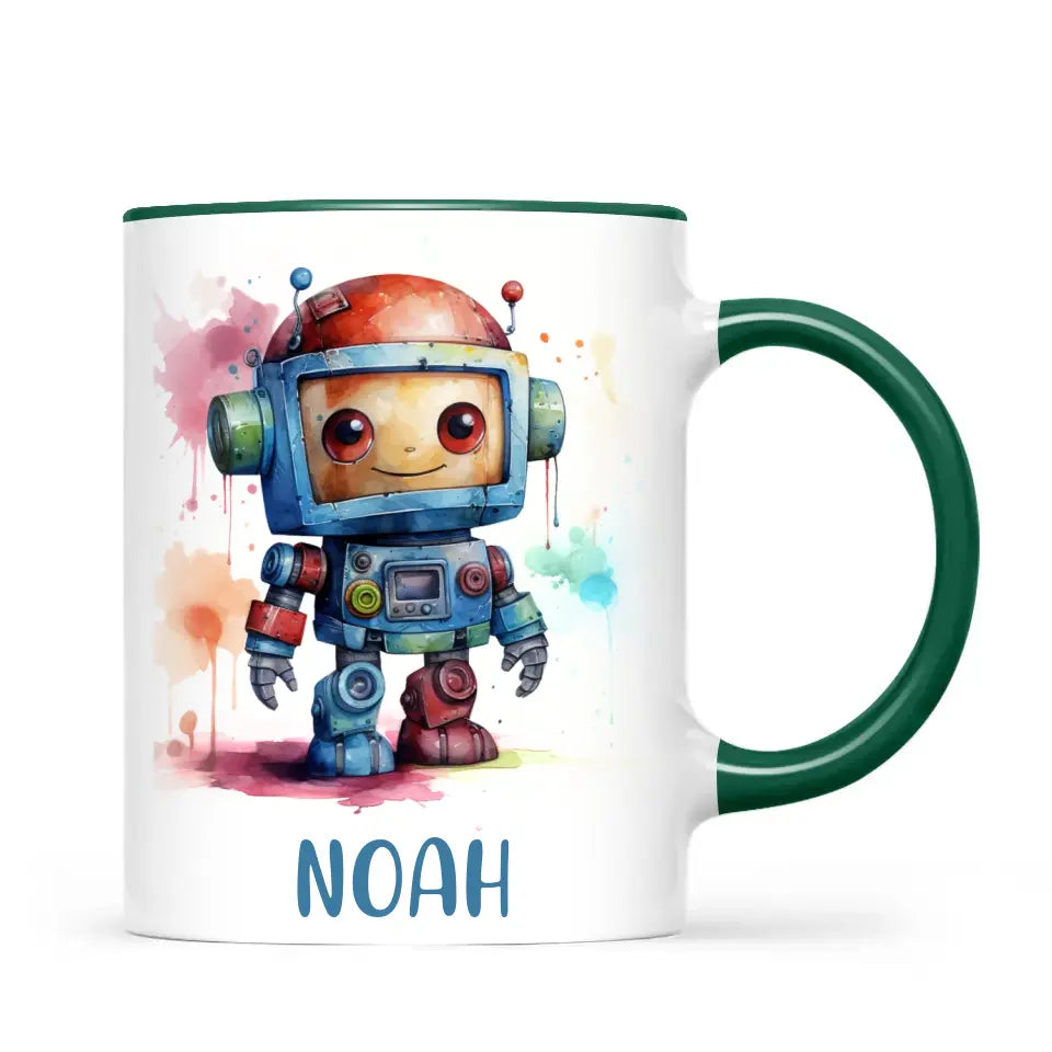 Rainbow Robot Rumble - Personalised Kids Mug