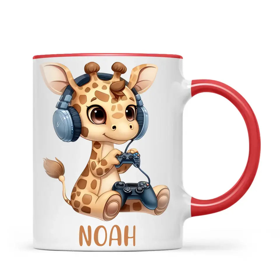 Playful Giraffe Gamer - Personalised Kids Mug