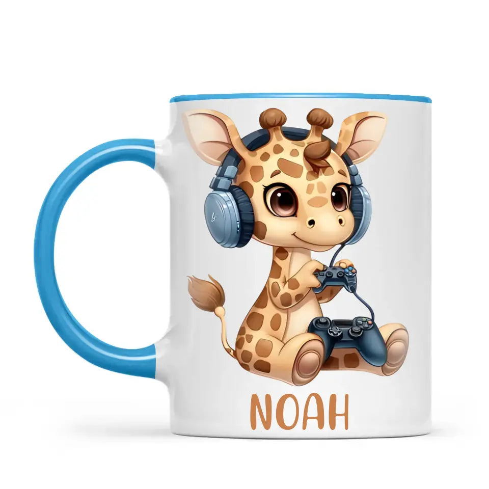 Playful Giraffe Gamer - Personalised Kids Mug