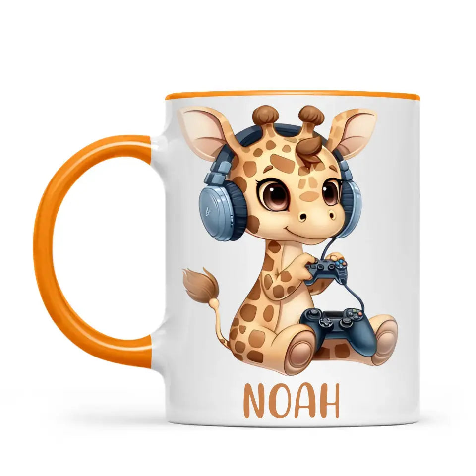 Playful Giraffe Gamer - Personalised Kids Mug