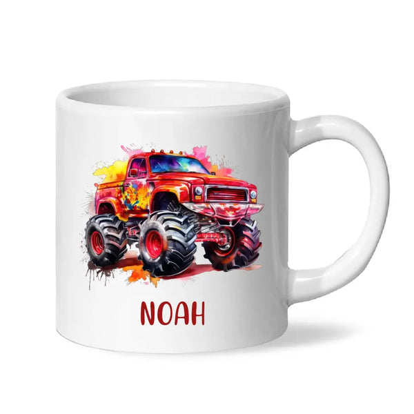 Fiery Red Monster Truck - Personalised Kids Mug