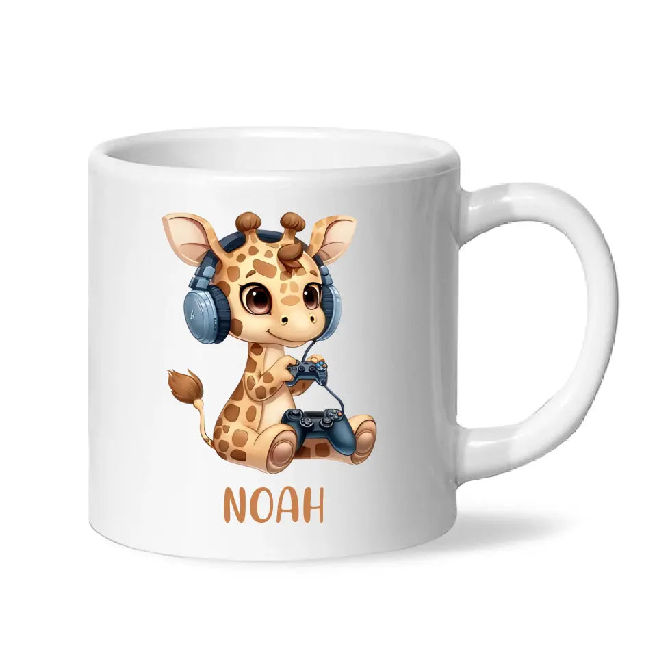 Playful Giraffe Gamer - Personalised Kids Mug