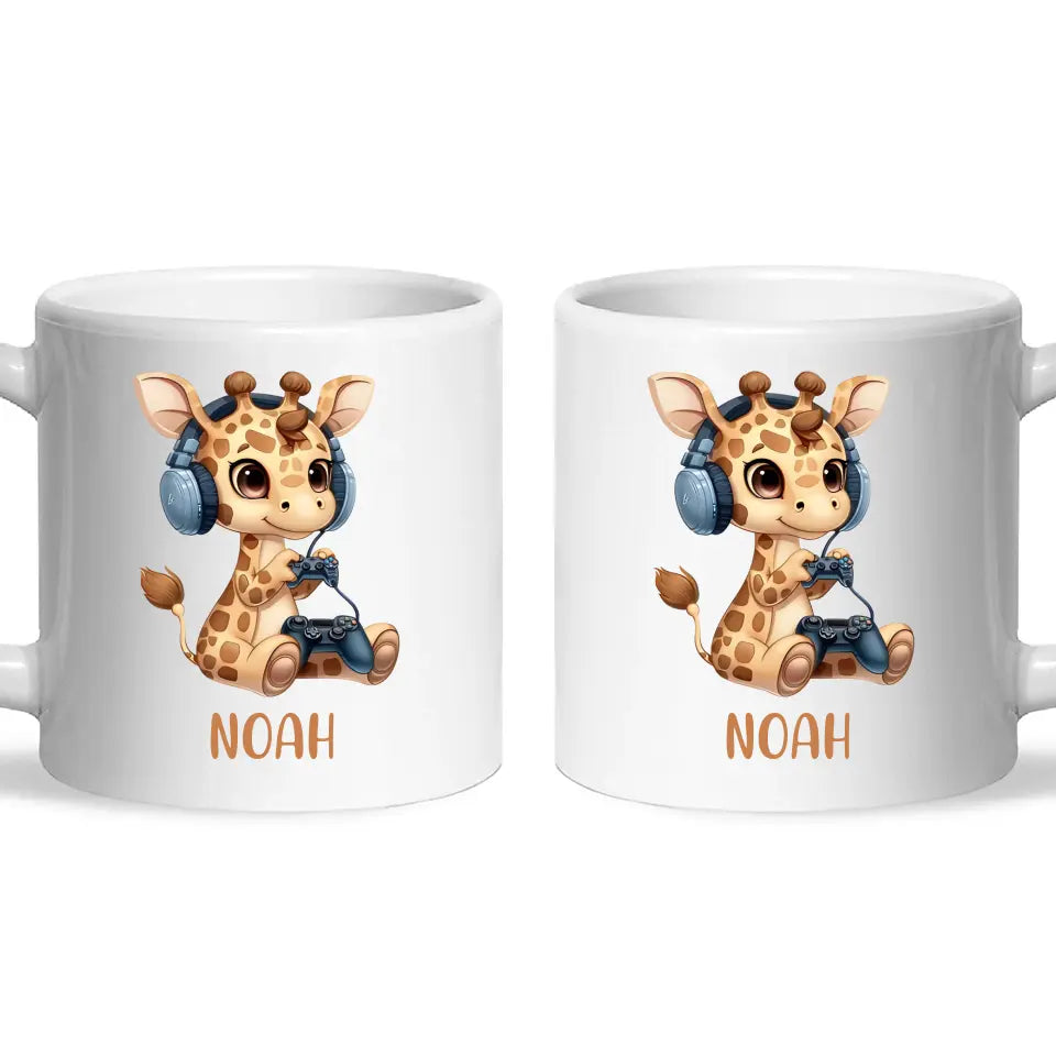 Playful Giraffe Gamer - Personalised Kids Mug