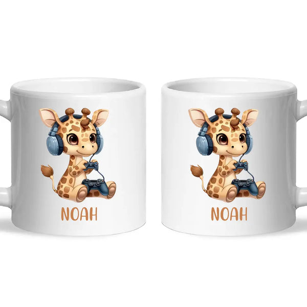 Playful Giraffe Gamer - Personalised Kids Mug