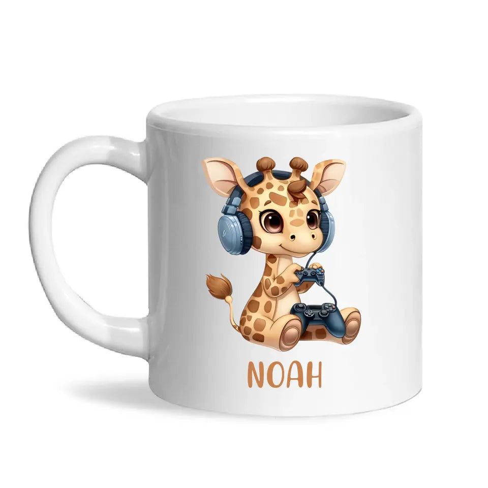 Playful Giraffe Gamer - Personalised Kids Mug