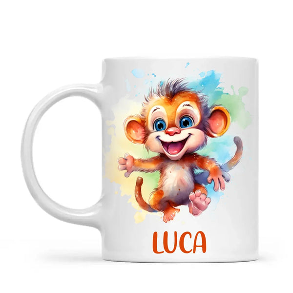 Personalised Monkey Kids Cup - Custom Name 11oz, 6oz, or Enamel - Cute Jungle Animal Mug for Boys & Girls - New Zealand Made