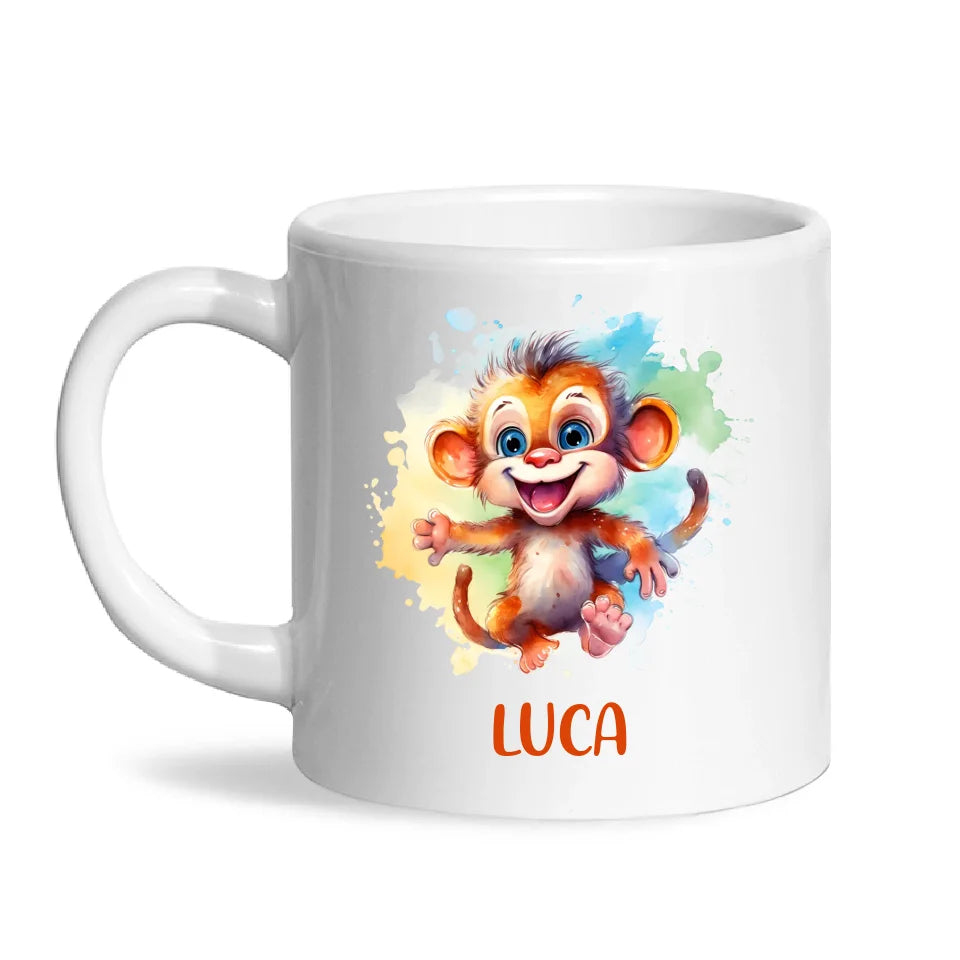 Personalised Monkey Kids Cup - Custom Name 11oz, 6oz, or Enamel - Cute Jungle Animal Mug for Boys & Girls - New Zealand Made