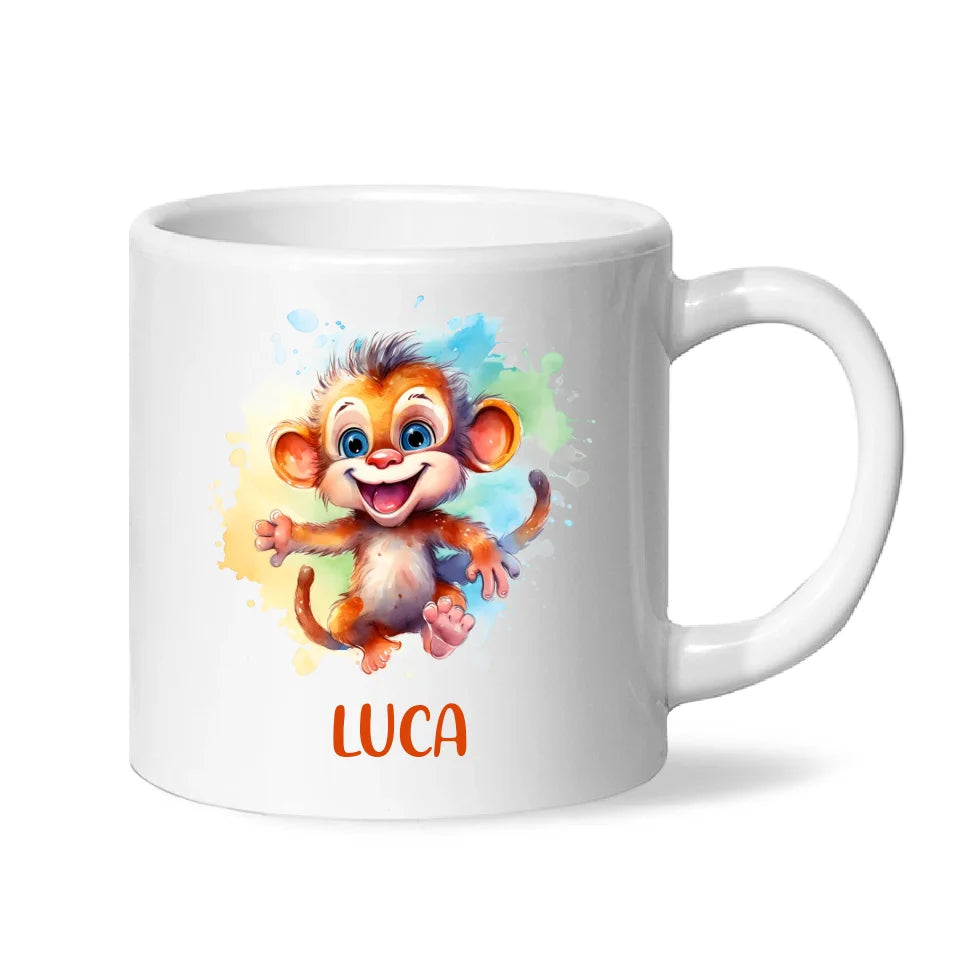 Personalised Monkey Kids Cup - Custom Name 11oz, 6oz, or Enamel - Cute Jungle Animal Mug for Boys & Girls - New Zealand Made