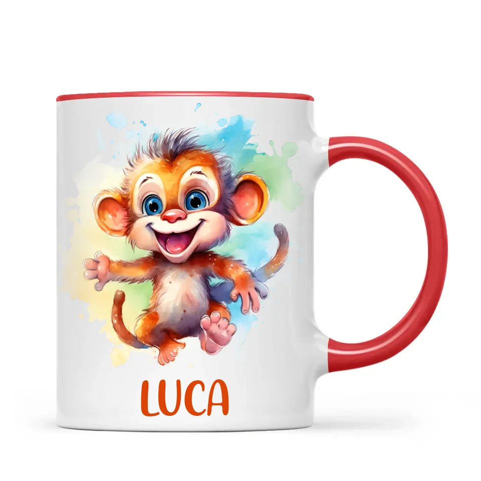 Personalised Monkey Kids Cup - Custom Name 11oz, 6oz, or Enamel - Cute Jungle Animal Mug for Boys & Girls - New Zealand Made