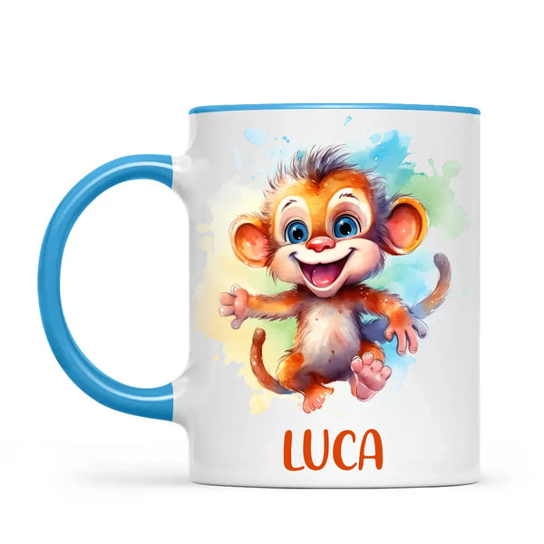 Personalised Monkey Kids Cup - Custom Name 11oz, 6oz, or Enamel - Cute Jungle Animal Mug for Boys & Girls - New Zealand Made