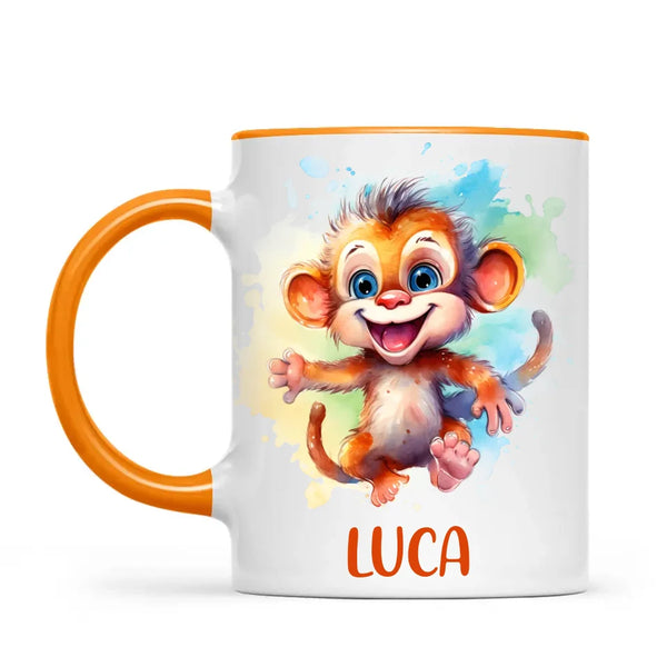 Personalised Monkey Kids Cup - Custom Name 11oz, 6oz, or Enamel - Cute Jungle Animal Mug for Boys & Girls - New Zealand Made