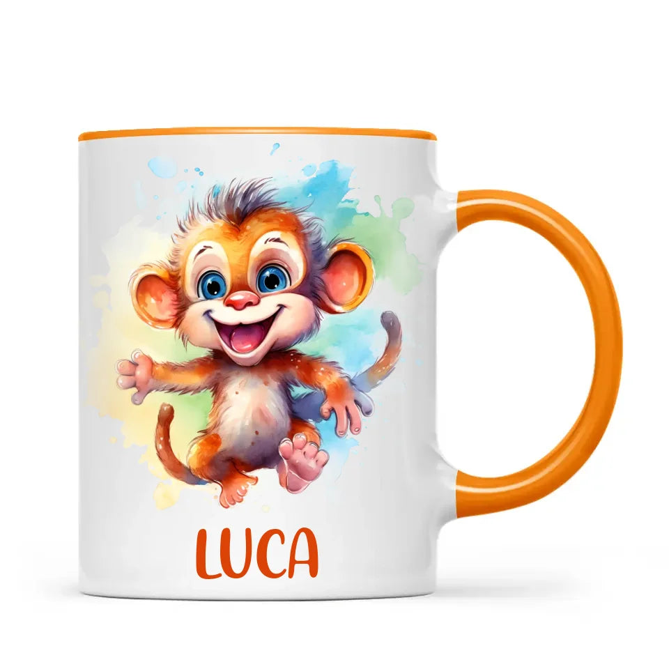 Personalised Monkey Kids Cup - Custom Name 11oz, 6oz, or Enamel - Cute Jungle Animal Mug for Boys & Girls - New Zealand Made