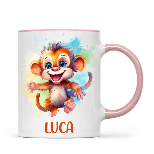 Personalised Monkey Kids Cup - Custom Name 11oz, 6oz, or Enamel - Cute Jungle Animal Mug for Boys & Girls - New Zealand Made