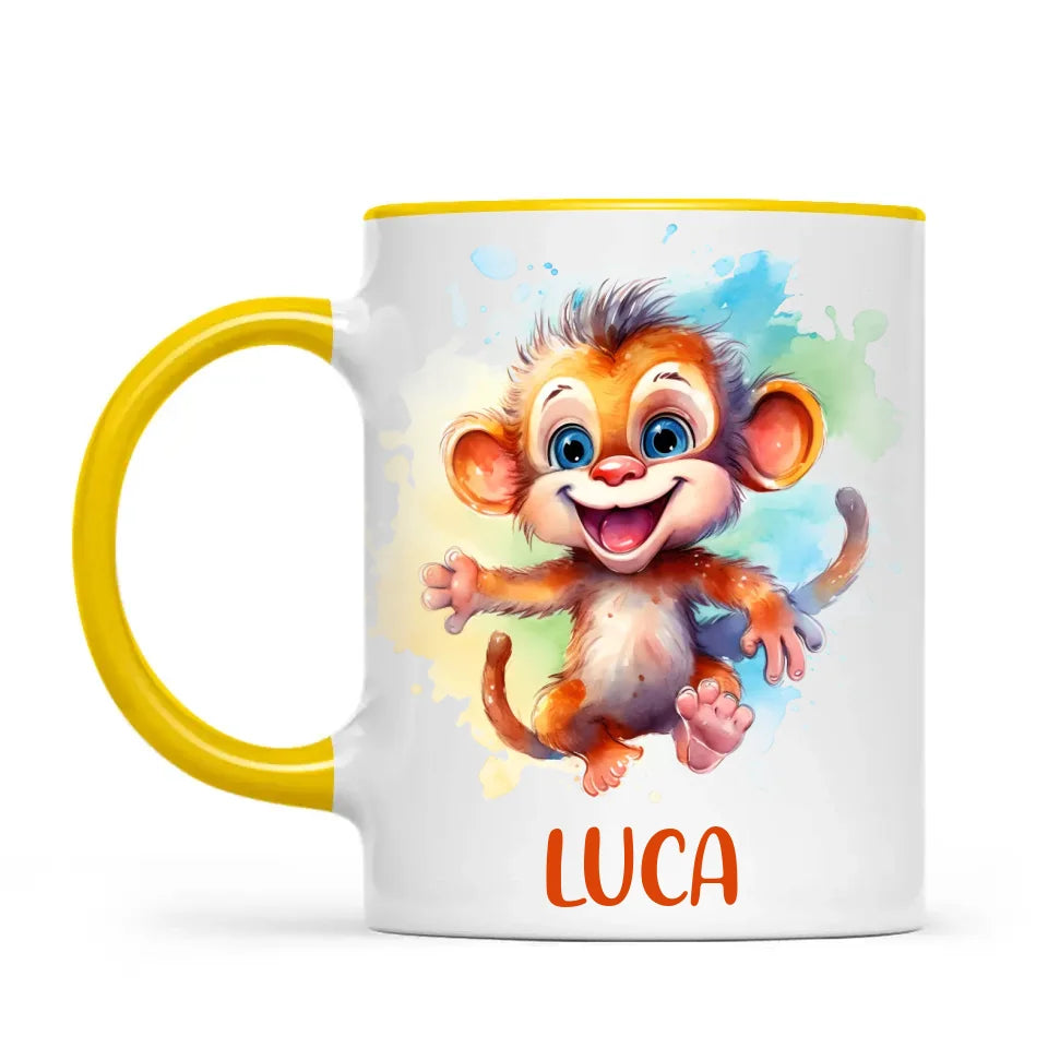 Personalised Monkey Kids Cup - Custom Name 11oz, 6oz, or Enamel - Cute Jungle Animal Mug for Boys & Girls - New Zealand Made