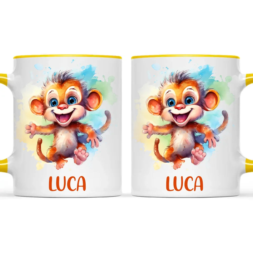 Personalised Monkey Kids Cup - Custom Name 11oz, 6oz, or Enamel - Cute Jungle Animal Mug for Boys & Girls - New Zealand Made