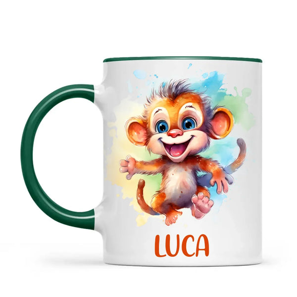 Personalised Monkey Kids Cup - Custom Name 11oz, 6oz, or Enamel - Cute Jungle Animal Mug for Boys & Girls - New Zealand Made