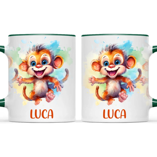 Personalised Monkey Kids Cup - Custom Name 11oz, 6oz, or Enamel - Cute Jungle Animal Mug for Boys & Girls - New Zealand Made