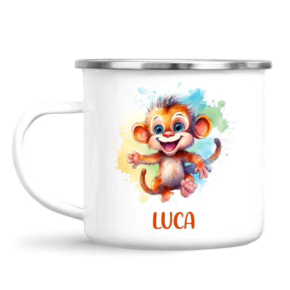 Personalised Monkey Kids Cup - Custom Name 11oz, 6oz, or Enamel - Cute Jungle Animal Mug for Boys & Girls - New Zealand Made