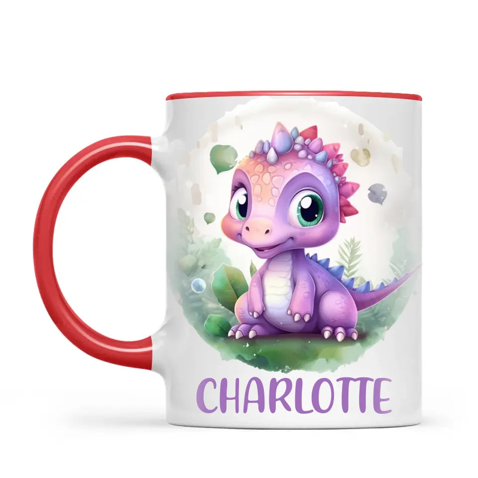 Personalised Dinosaur Kids Cup with Name – Cute Purple Dino Mug for Boys & Girls – Available in 11oz, 6oz & Enamel – Custom Gift for Birthdays, Christmas & Special Occasions