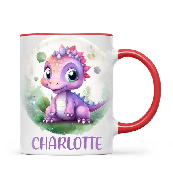 Personalised Dinosaur Kids Cup with Name – Cute Purple Dino Mug for Boys & Girls – Available in 11oz, 6oz & Enamel – Custom Gift for Birthdays, Christmas & Special Occasions