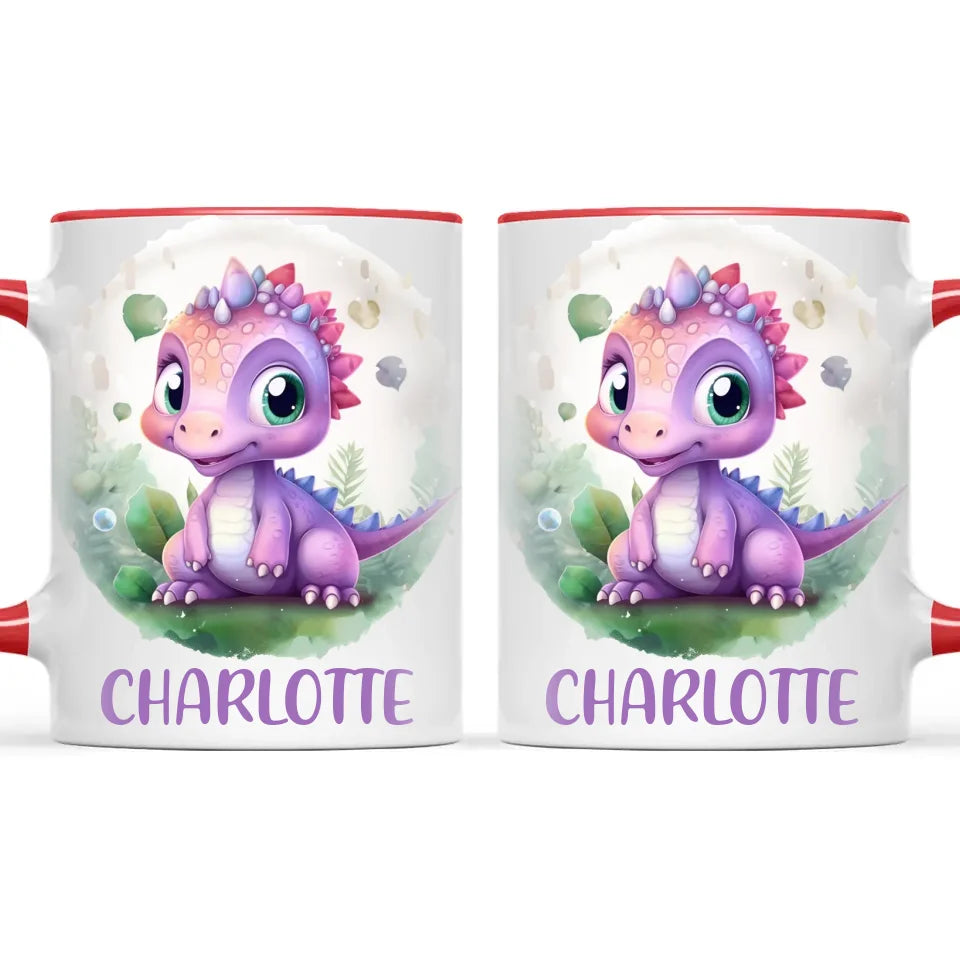 Personalised Dinosaur Kids Cup with Name – Cute Purple Dino Mug for Boys & Girls – Available in 11oz, 6oz & Enamel – Custom Gift for Birthdays, Christmas & Special Occasions