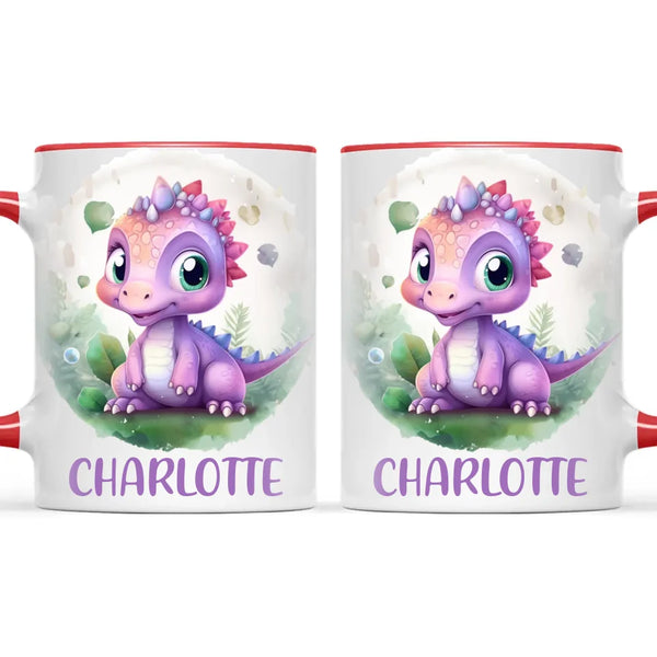 Personalised Dinosaur Kids Cup with Name – Cute Purple Dino Mug for Boys & Girls – Available in 11oz, 6oz & Enamel – Custom Gift for Birthdays, Christmas & Special Occasions