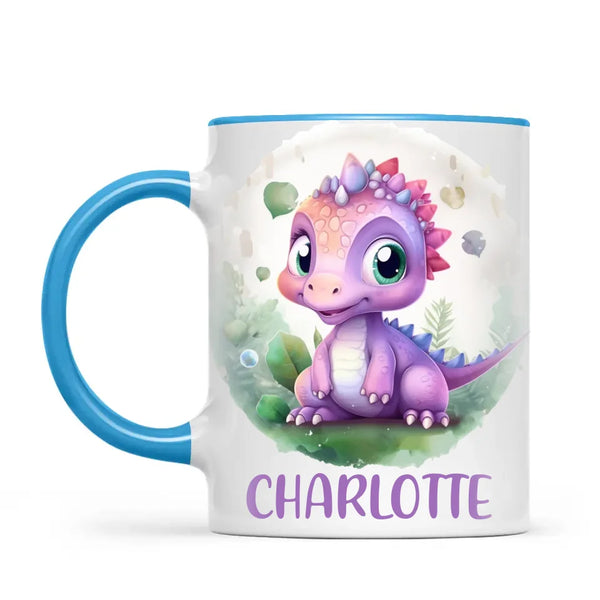 Personalised Dinosaur Kids Cup with Name – Cute Purple Dino Mug for Boys & Girls – Available in 11oz, 6oz & Enamel – Custom Gift for Birthdays, Christmas & Special Occasions