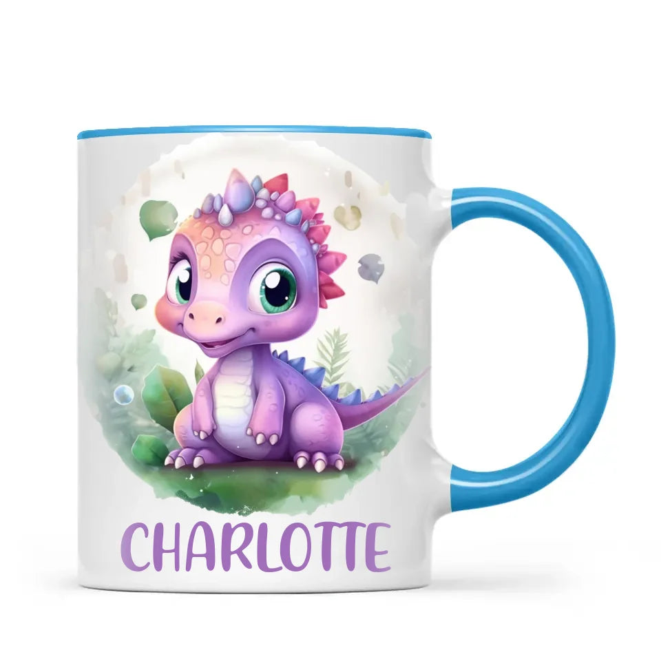 Personalised Dinosaur Kids Cup with Name – Cute Purple Dino Mug for Boys & Girls – Available in 11oz, 6oz & Enamel – Custom Gift for Birthdays, Christmas & Special Occasions