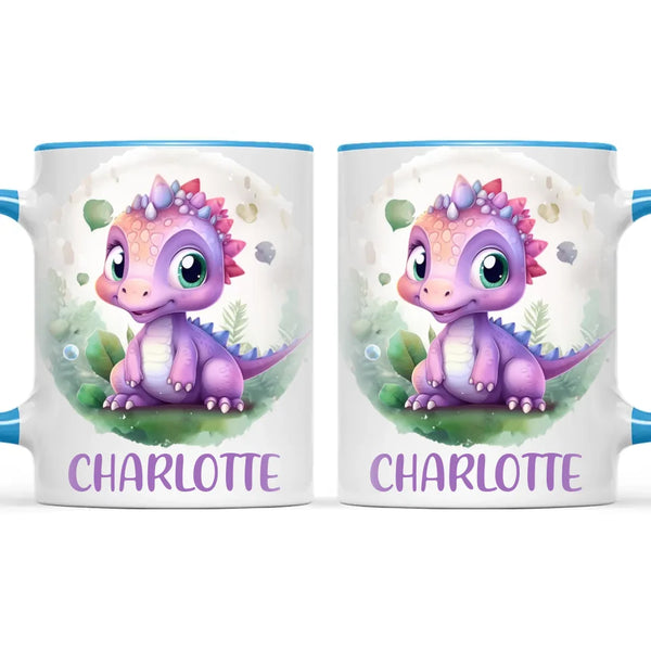 Personalised Dinosaur Kids Cup with Name – Cute Purple Dino Mug for Boys & Girls – Available in 11oz, 6oz & Enamel – Custom Gift for Birthdays, Christmas & Special Occasions